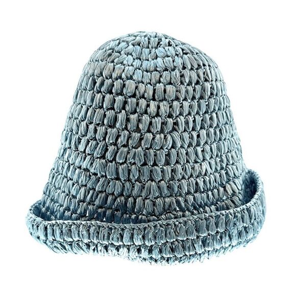 Dolce & Gabbana  Light Blue Woven Straw Bucket Hat - Chic Summer Beach Hat - Picture 1 of 4